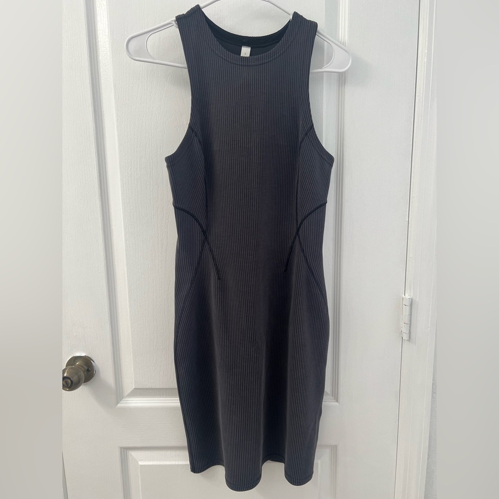 Lululemon Ribbed Softstreme Slim-Fit Tank Dress Dark Gray (Size 6) - Picture 8 of 12